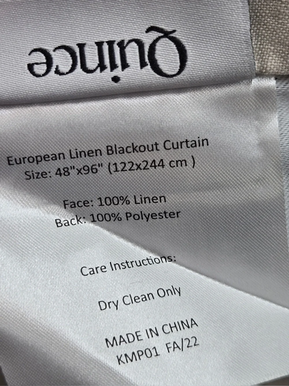 NWT QUINCE Set Of 2 48x96 European Linen True Blackout Curtains Flax 0783